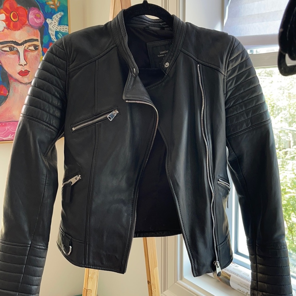 Zara Black Leather Jacket small